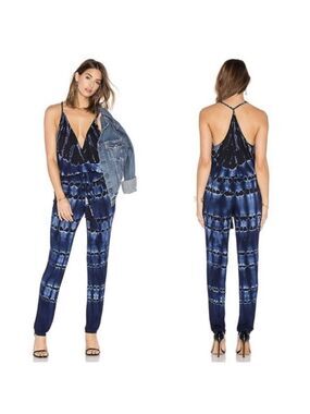 YFB Chrissy Jumpsuit in Blue Tie Dye. Size XS